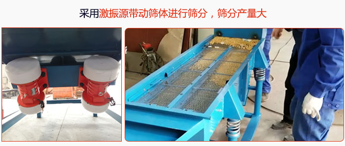 采用激振源帶動(dòng)篩體進(jìn)行篩分，篩分產(chǎn)量大。