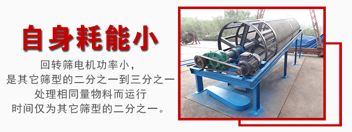 滾筒篩耗能小，使用壽命長，維修方便