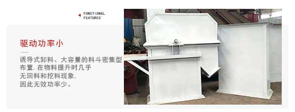 TD型斗式提升機驅(qū)動力小，無回料等特點展示圖。