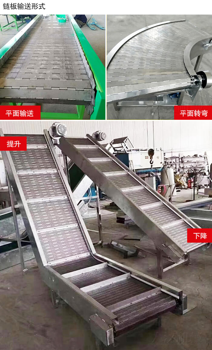 鏈板輸送機平面輸送，平面拐彎，提升等運行現(xiàn)場圖片